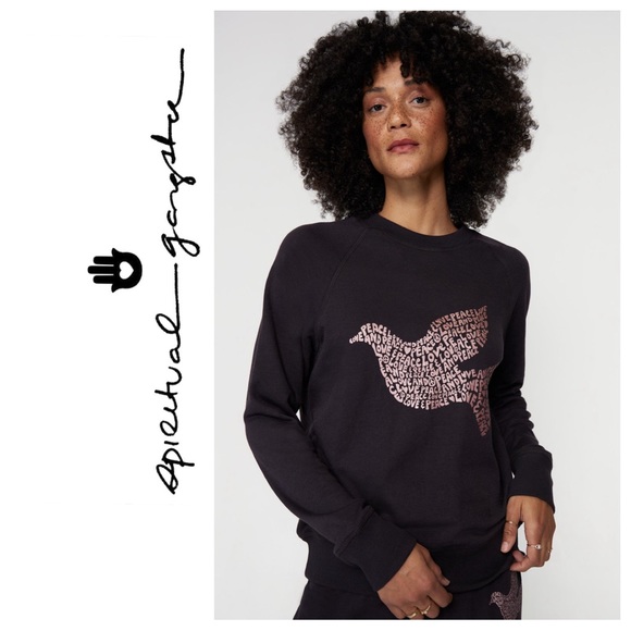 Spiritual Gangster Tops - Spiritual Gangster Peace Love Dove Sweatshirt Black XS